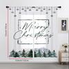 2PCS Green Merry Christmas Sheer Curtains, Pine Tree Mountain Print, Rod Pocket Window Drapes for Xmas Holiday Home Decor