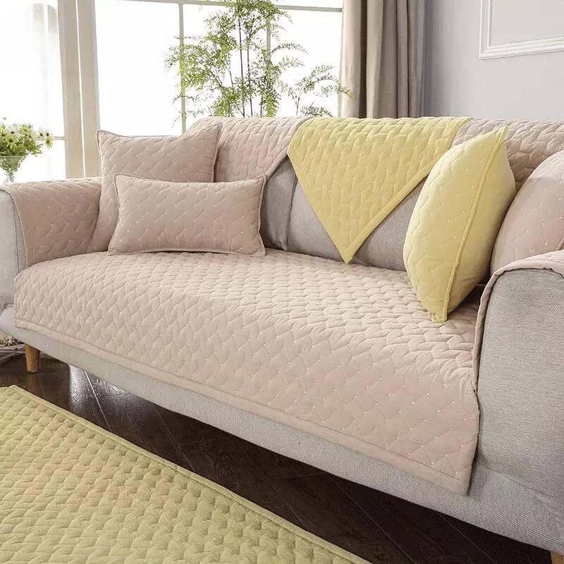 

Однотонная хлопковая диванная подушка, сезонный минималистичный современный чехол для дивана, подушка с вышитыми точками 70*70 бежевый