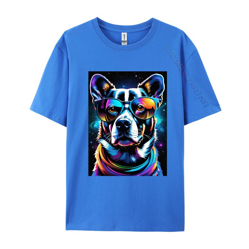 Dog Illustration Tshirt Men T Shirts Colorful Print Tees Big And Tall T Shirts All Cotton Tops Tees Tee Shirts