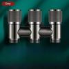 Aluminum Alloy 3 Way One-in Three-out Angle Valve for Bathroom Toilet Washing Machine Balcony Three Head Water Tap Bathroom Fittings