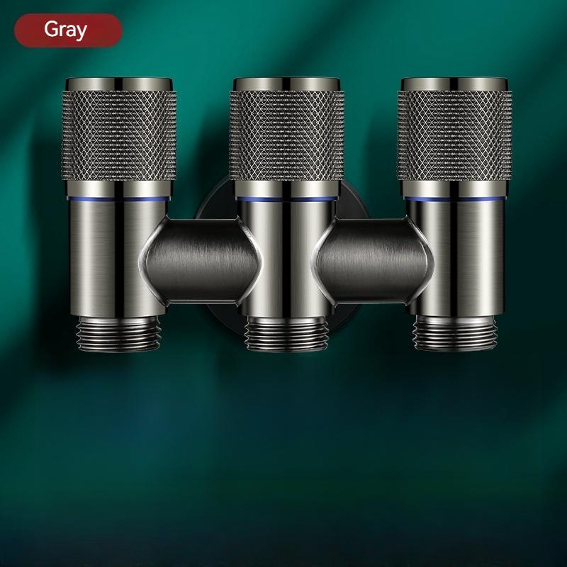 Aluminum Alloy 3 Way One-in Three-out Angle Valve for Bathroom Toilet Washing Machine Balcony Three Head Water Tap Bathroom Fittings