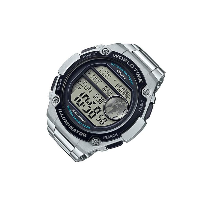 Casio Seria YOUTH-Afișaj Digital cu Disc STANDARD Zece Ani Alimentare Sporturi de Agrement Afișaj Digital Impermeabil Mișcare Quartz Oțel Inoxidabil AE-3000WD-1A