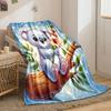 Cute Koala with Flowers on Starry Night print blanket soft and cozy perfect for the living room bed sofa or a nap,gift