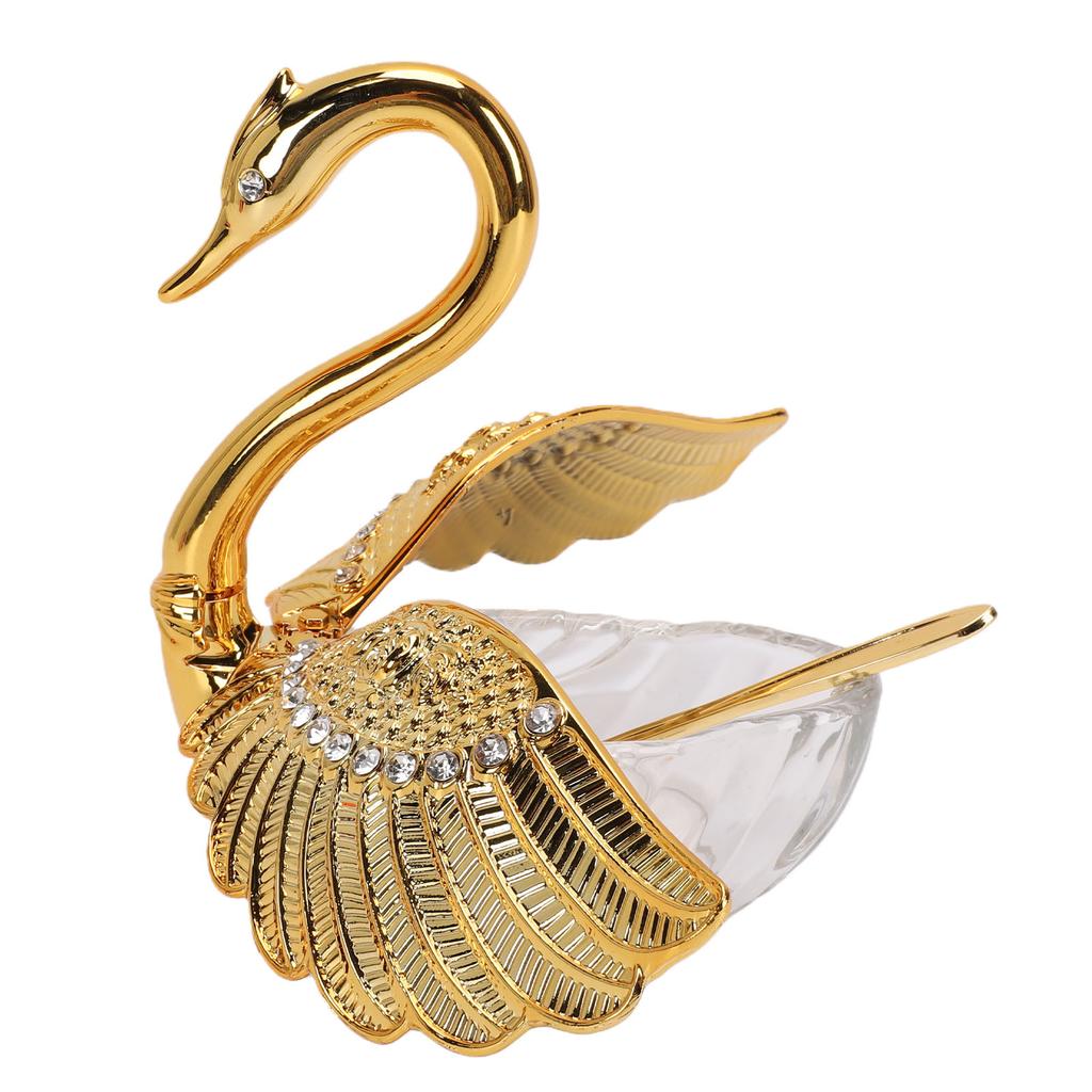 Sugar Container with Spoon Decorative Swan Shaped Plastic Glass Seasoning Jar for Sugar Salt Coffee Tea Style 2