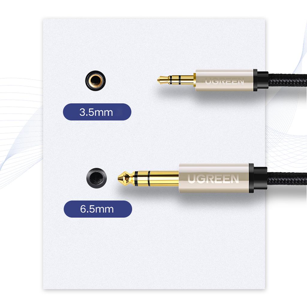 TRS audio adapter cable mini jack 3.5mm - jack 6.35mm 1m gray