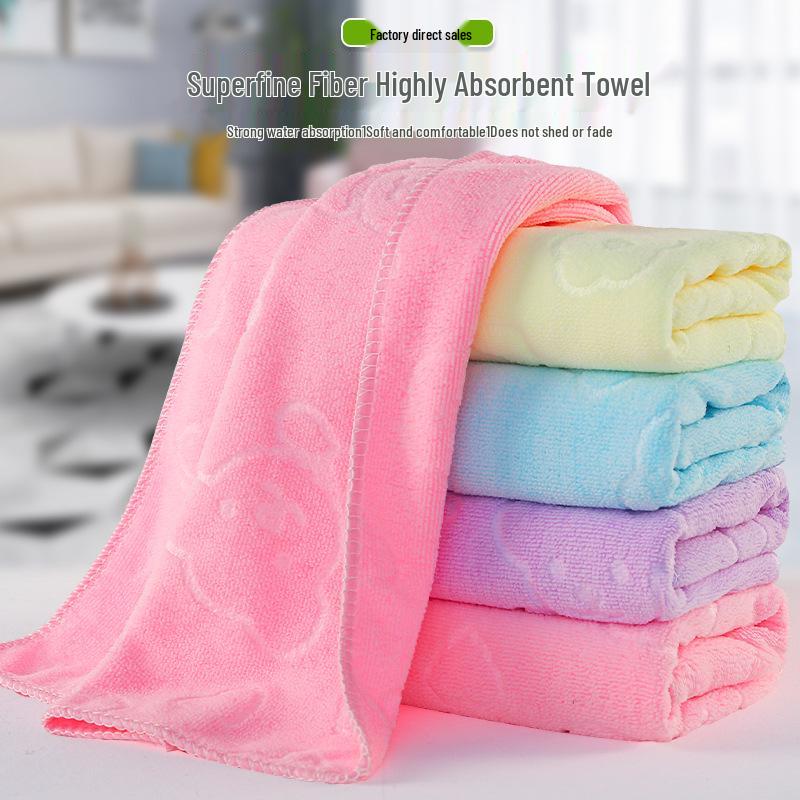 Soft Quick-Dry Embossed Microfiber Bear Bath Towel