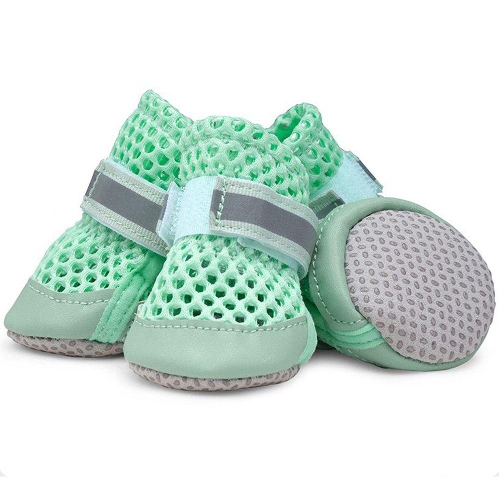 4Pcs Soft Sole Pet Dog Sandals Breathable Net Foot Covers Fashion Dog Short Boots  Summer