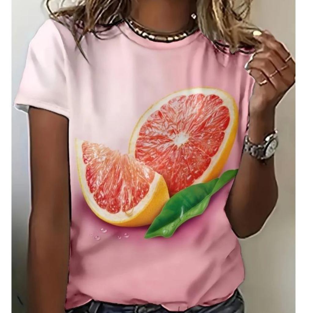 Delicious Variety Fruit Printed T-shirts Summer Comfortable Breathable Casual Loose Women's T-shirts