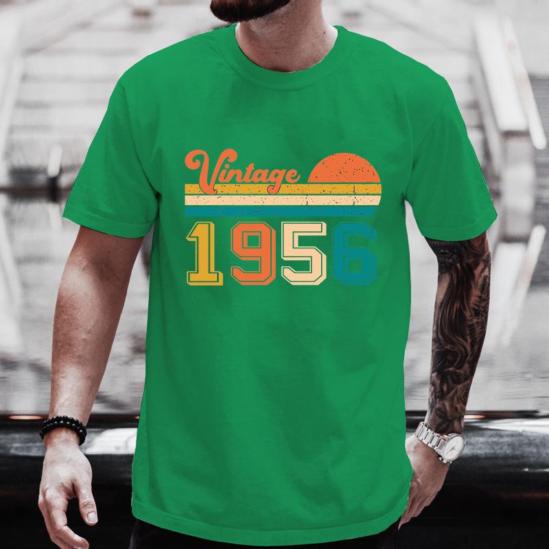 Unisexs Crew Neck Shirt Vintage 1956 Retro Sunset Stripes Graphic Tee Classic Birthday Gift Casual Short Sleeve Top For Party Wear