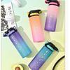 1000ml Gradient Matte Sports Water Bottle, Flip Straw Cup with Time Marker, Large Portable Plastic Jug for Fitness & Outdoor