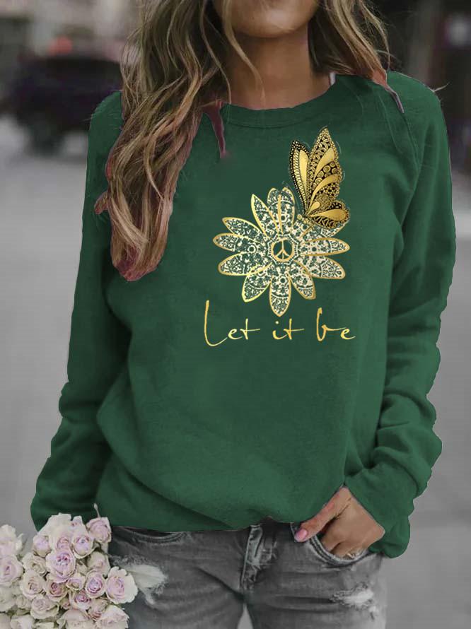 Butterfly Print Women's Round Neck Hoodie