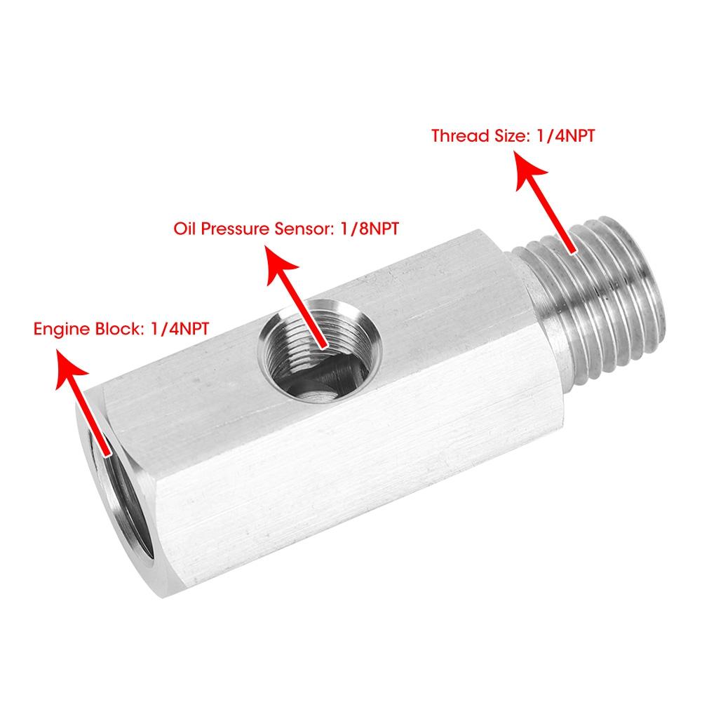 Universal Car Engine Cylinder 1 4NPT Adaptor 1 8 T304 Steel Oil Pressure Gauge