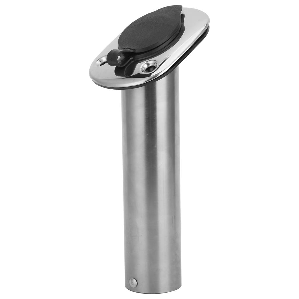 Stainless Steel Flush Mount Rod Holder 30 Degree with PVC Liner and Cap for Boat Yacht