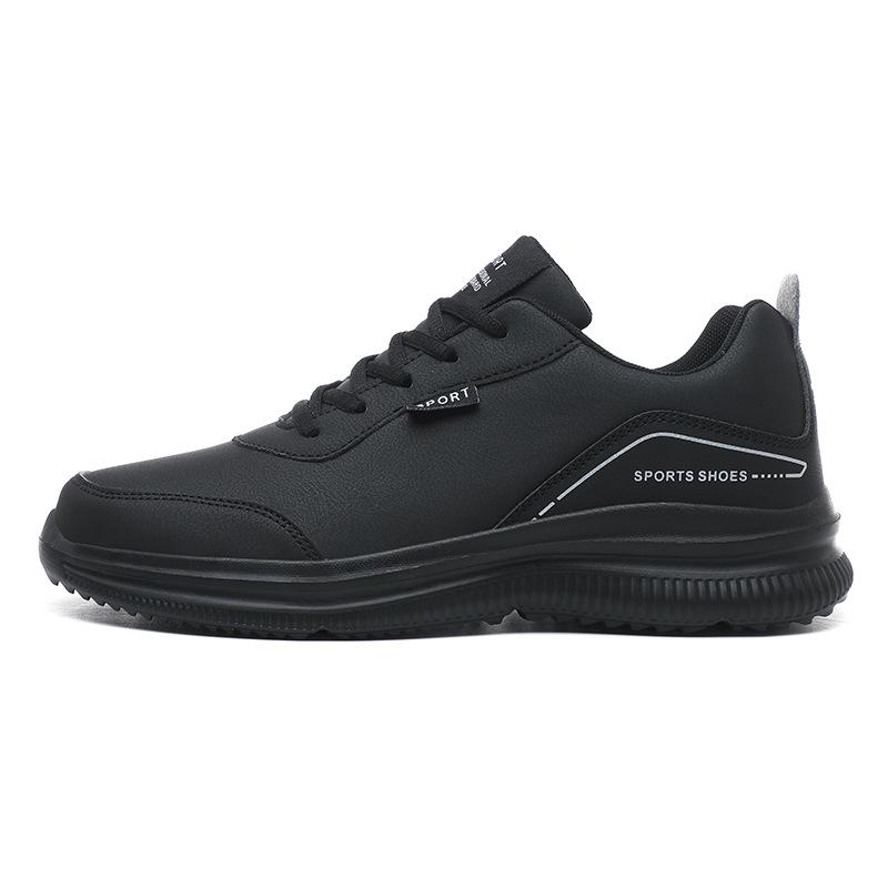 Autumn and winter large size 48 pure black men's shoes sports running light casual shoes leather multi-functional shoes men