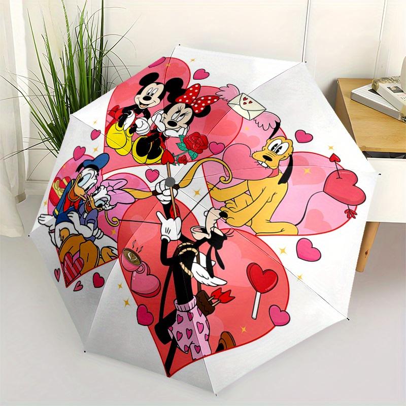 

Mickey Mouse,Valentine s Day Automatic Opening and Closing Umbrella - 8-rib Reinforced Folding Design, Lightweight and Portable, Suitable fo