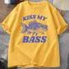 Retro Fishing TShirt Kiss My Bass Tee Funny Women Dad Grandpa Fishing Tshirt OutdoorsUnisex Humor Top FisherUnisex Gift Clothes Tshirt