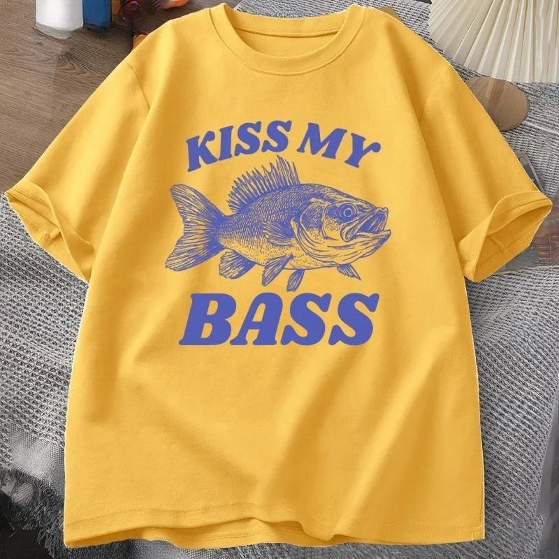 

Retro Fishing TShirt Kiss My Bass Tee Funny Women Dad Grandpa Fishing Tshirt OutdoorsUnisex Humor Top FisherUnisex Gift Clothes Tshirt 4XL