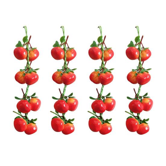 4Pcs Artificial Fruit Vegetable Garland Wall Hanging Fake Banana Strawberry Pumpkin Tomato Cucumber Chili String Farmhouse Kitchen Decoration