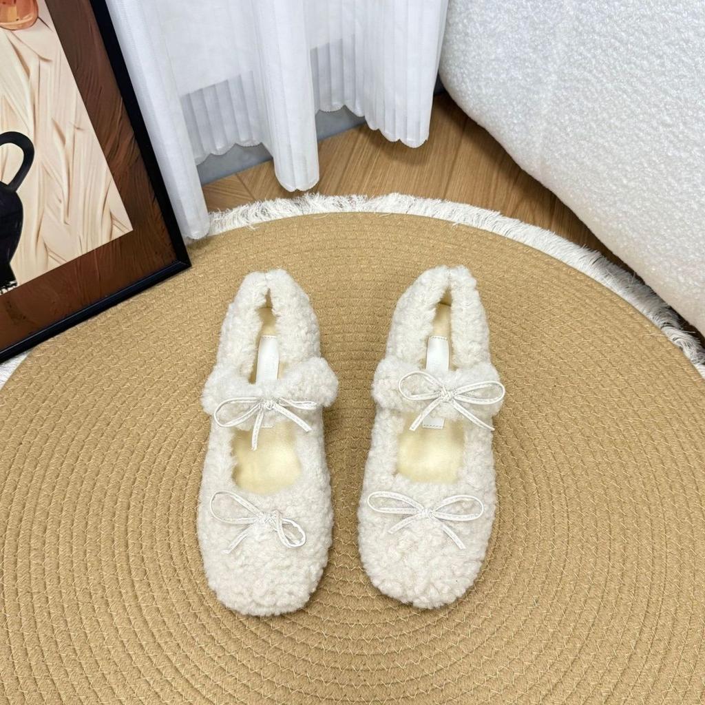 Cute Mary Jane Shoes Gentle Year Pair of Fluffy Shoes CM Evening Wind Soft Cute Night Height Increase 3 Bow