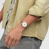 SWATCH SKIN IRONY series quartz movement simple brown tone fashionable luminous watch 43mm beige dial stainless steel case leather strap SS07S135