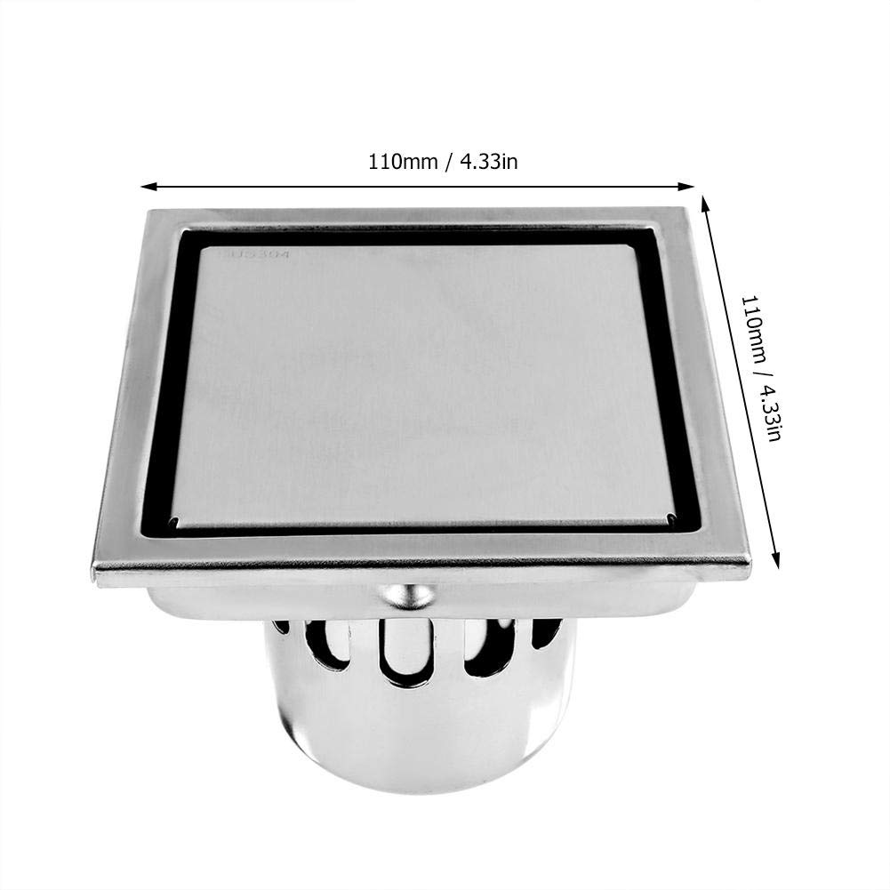 Floor Drain Drain Cover Shower Floor Drain Drain Filter Square Floor Drain Bath Drain Cover Stainless Steel Bathroom Washroom Garage Basement Odor