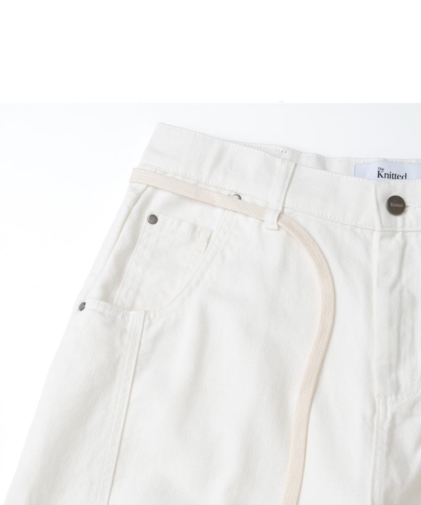 Nitied Outstring Curved Cotton Balloon Pants White