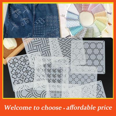 8/9/24/32Pcs Reusable Pet Sewing Stencils Sashiko Embroidery Templates DIY Embroidery Patterns Geometric Line Quilting Template