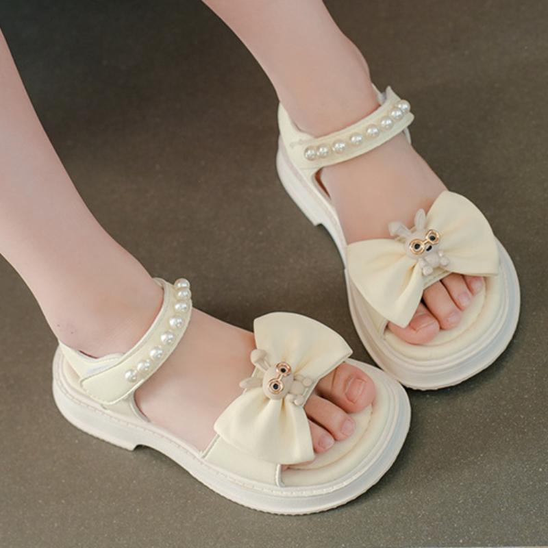 Girls' Sandals Summer Fashion Soft Bottom Little Girls' Princess Shoes Middle and Large Children's Open toed Student Beach Shoes