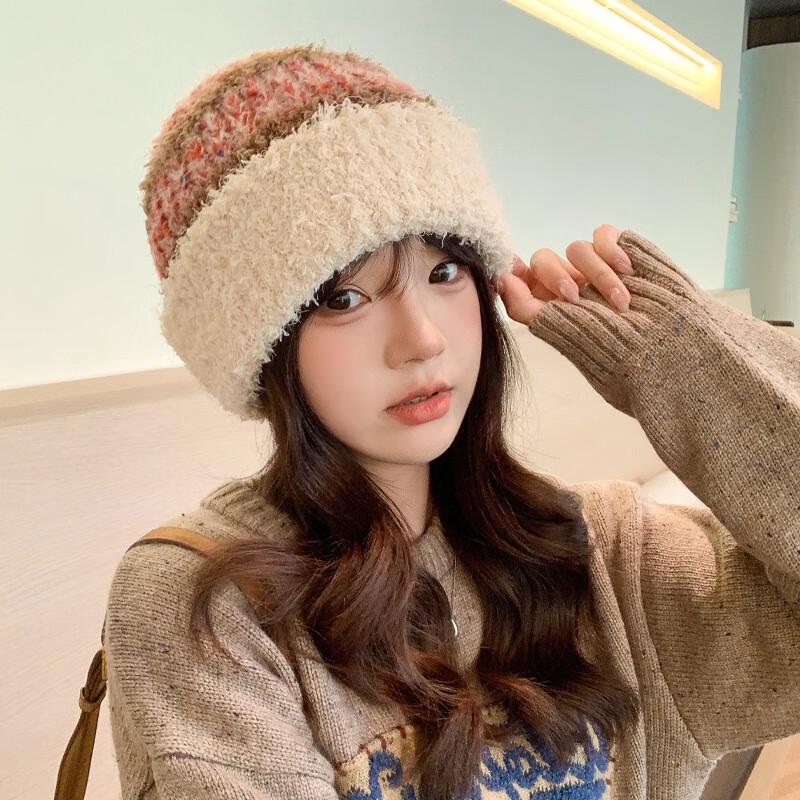 

Women s Warm Color Block Knitted Earflap Beanie