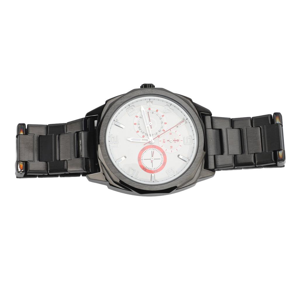 Men Quartz Watch Stainless Steel 30m Waterproofing Luminous Business Wristwatch for Travel Outdoor Black Shell Silver