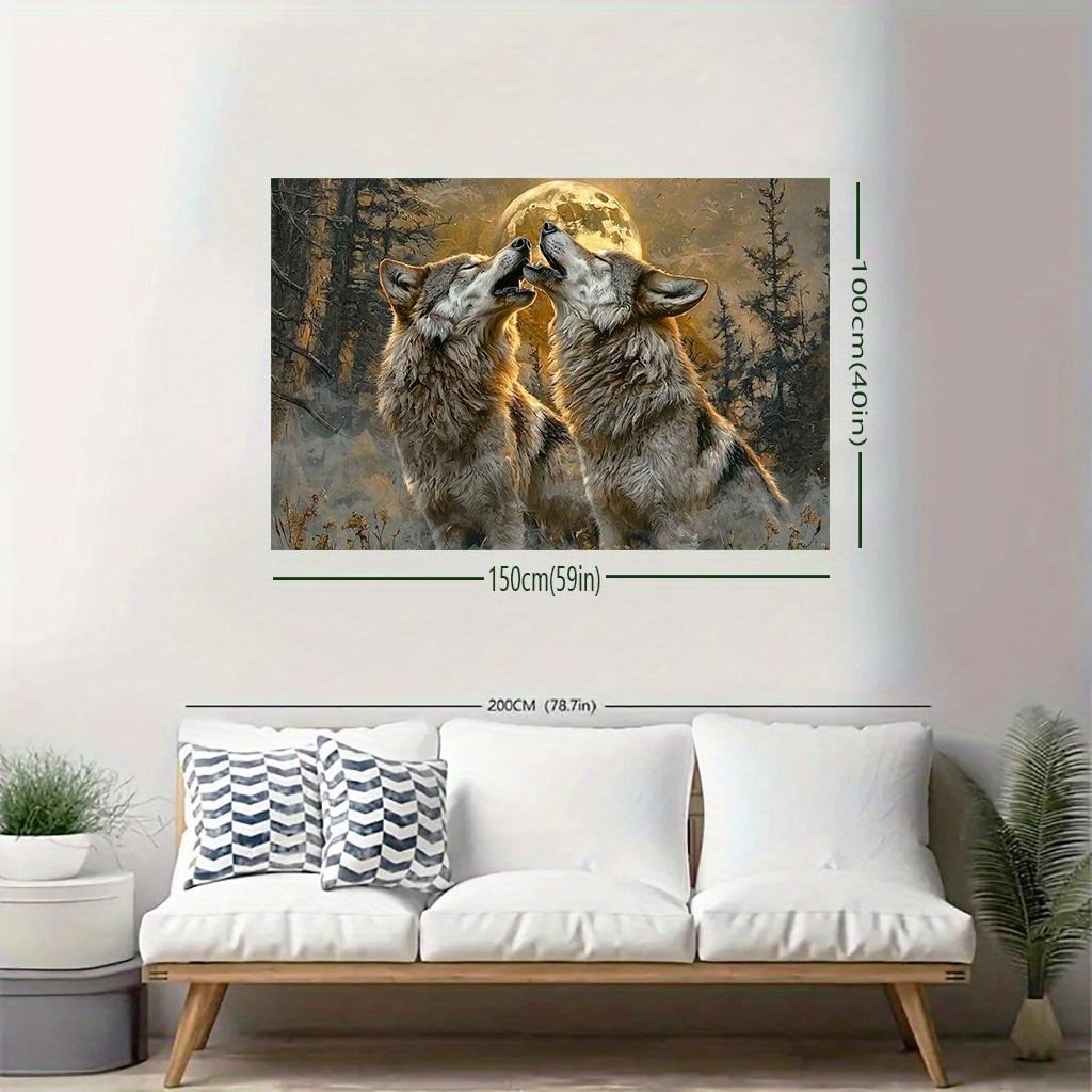 1Pc Howling Wolves Tapestry Wall Hanging, Decorative Fabric Poster for Bedroom, Living Room, Dorm & Home Decor