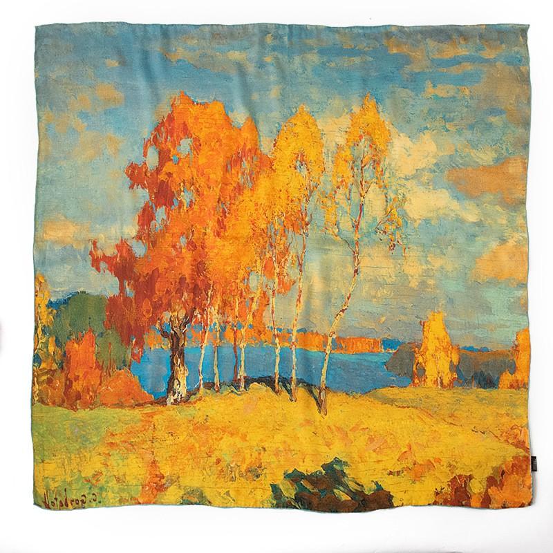 Womens Silk Scarf Gift Set Retro Ethnic Style Square 105x105cm Mulberry Shawl