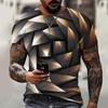 2025 New Men's Personalized Honeycomb 3D Digital Printed Casual Short Sleeve Top T-shirt