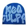 Mea Culpa Trendy Letter Print Beanies Knit  Hat Streetwear Cap Outfit Women Girl