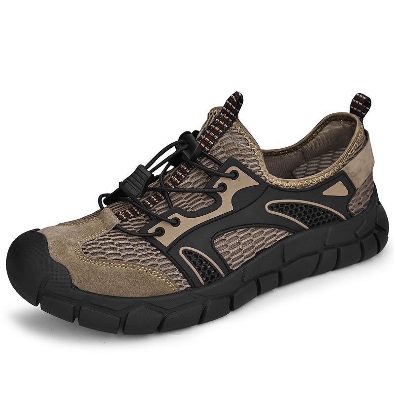 Mesh shoes men's 2025 summer new hollow breathable river walking shoes soft sole bag head non-slip outdoor casual beach shoes