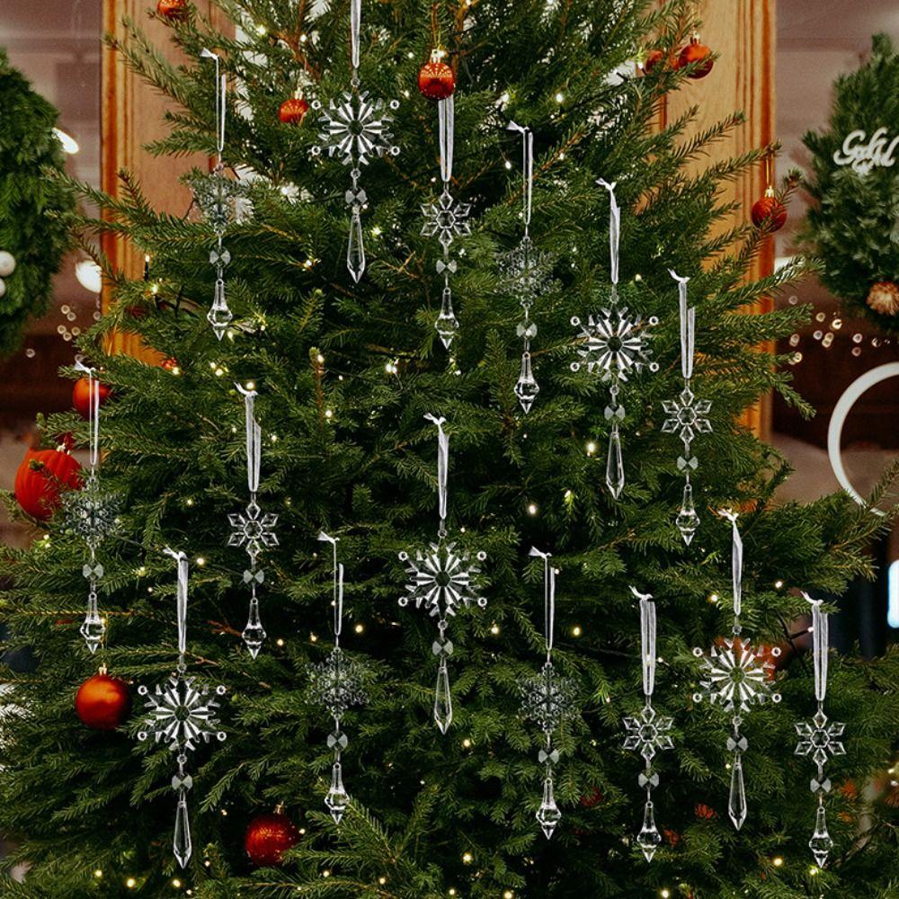 15Pcs Acrylic Christmas Snowflakes Transparent Shatterproof Acrylic Snowflakes Hanging Pendant Clear Simulation