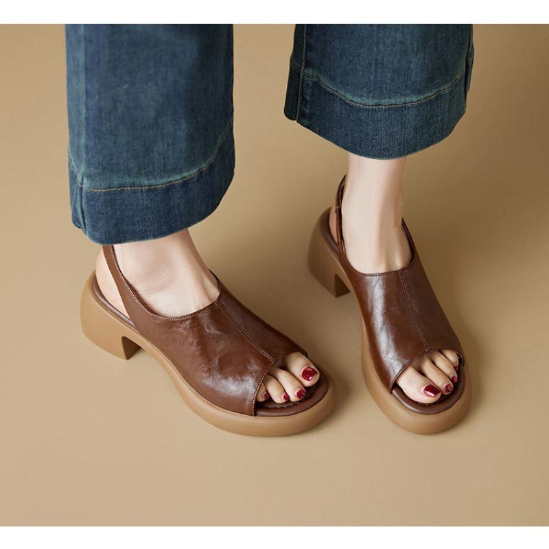 Thick-soled Chunk-heeled Sandals for Women, 2025 New Summer High-heeled Waterproof Platform, Versatile Roman Shoes for Daily Use