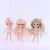 1 Set Nude Doll 3D Simulation Eyes 13 Joint Black Long Hair 1/8 17Cm Doll Plastic Doll Head Toys With Gold Brown Hair Kids Gift