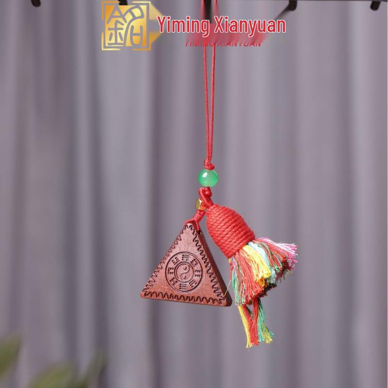 Golden Wood Carved Bow Knot Kitten Cushion Pendant - Blood Cypress Joy Plate Bag Phone Charm