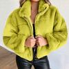 Cappotti invernali addensati in peluche Cappotto femminile con risvolto a maniche lunghe in pelliccia sintetica Calde giacche femminili Cappotto con tasche larghe con cerniera peloso e soffice