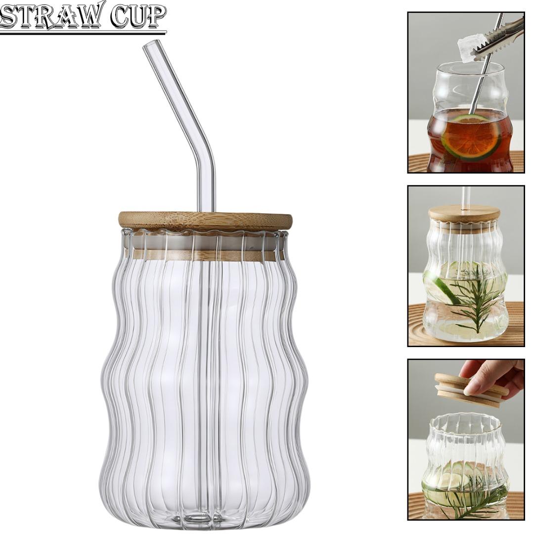 

Стеклянные чашки PDTO с крышками и соломинками Стеклянный стакан для смузи со льдом и кофе