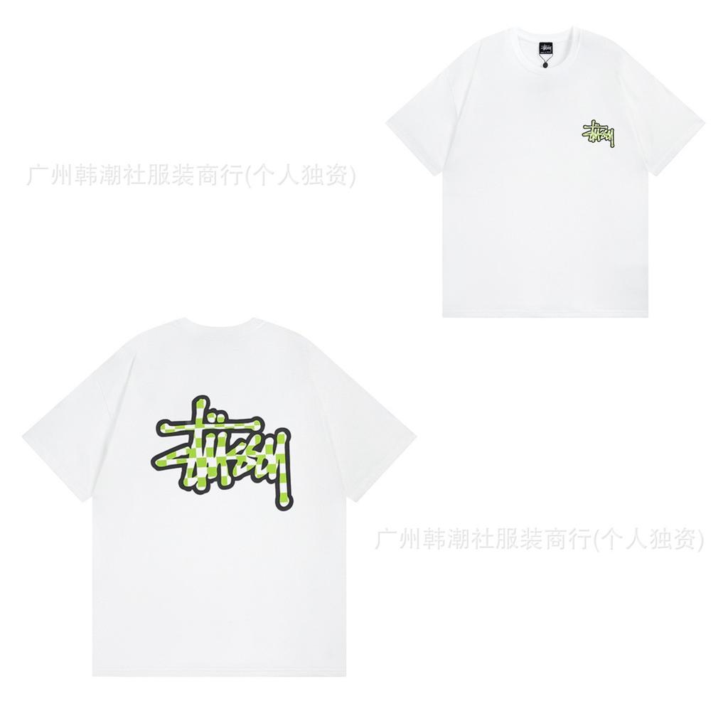 [2] American trendy brand short-sleeved t-shirt black and white collection printed short-sleeved t-shirt casual couple men and women of the same style