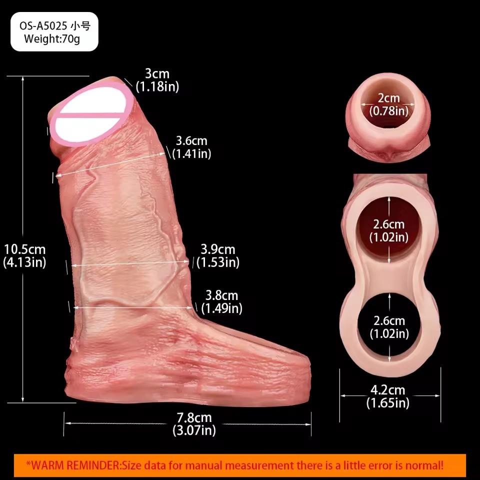 FAAK Realistic Penis Sleeve Size S M L XL Silicone Open-ended Dick Sheath Ring Realistic Hollow Dildo Sex Toy Cock Enlargement