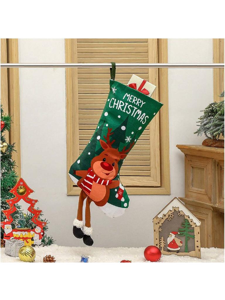 Christmas Stocking Socks Snowman Decoration Candy Bags Gift for Home Xmas Tree Hanging Festival Ornaments Pendant