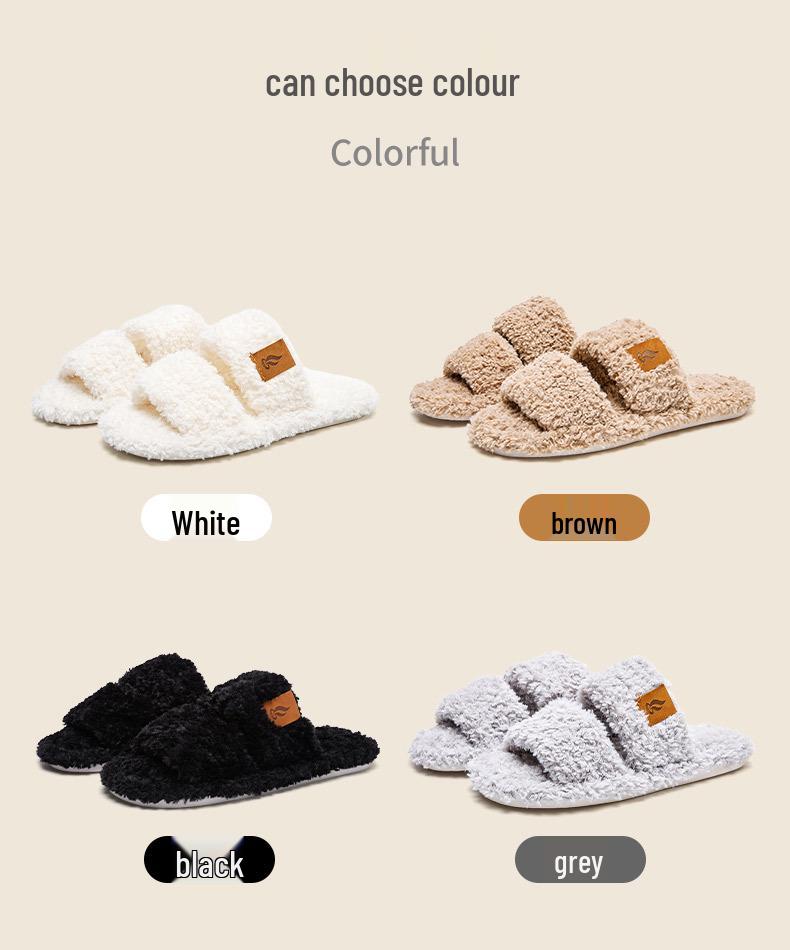 Open-Toe Fuzzy Slippers - Japanese Style, Non-Slip Indoor Cotton, Four Seasons Plush Comfort