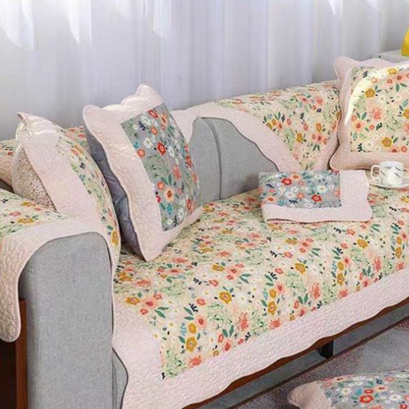 Universal Twill Washed Cotton Curved Edge Sofa Cushion In All Seasons, Machine Washable Non-Slip Fashionable Sofa Cushion Sofa Cover