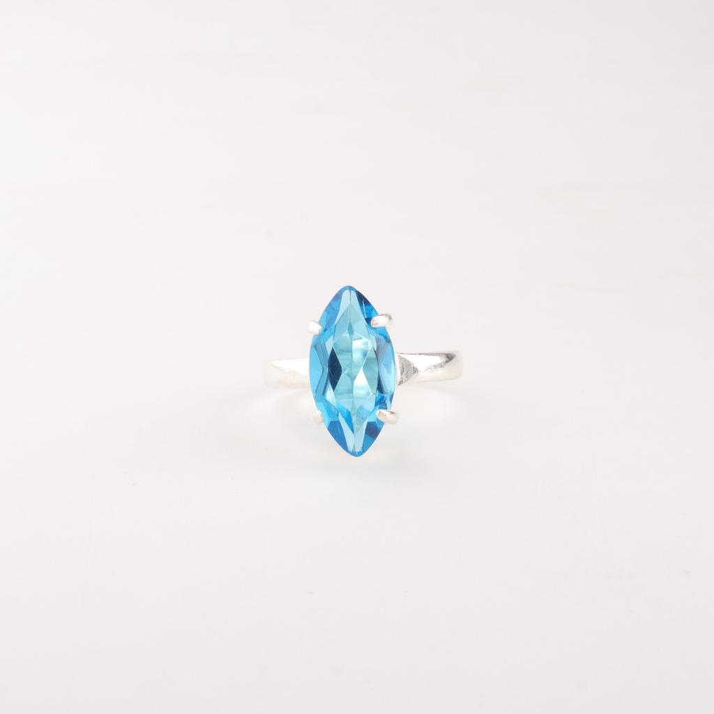 Swiss Blue Topaz Gemstone 925 Sterling Silver Jewelry Handcrafted Designer Ring RR-65-3