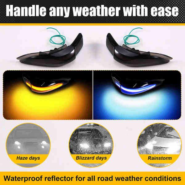 Pair of LED Sequential Turn Signal Lights for Toyota Avalon, Camry, Corolla, RAV4 Mirrors