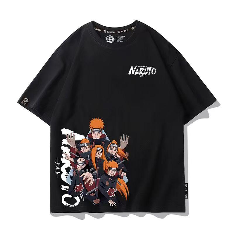 Men's Naruto Anime Graphic T-Shirt, Sasuke Uchiha & Pain Akatsuki Oversized , Summer Loose Fit Casual Streetwear for Boys&Girls