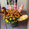 Festive Thanksgiving Turkey Decoration Centerpiece for Flower Pots Planter Inset